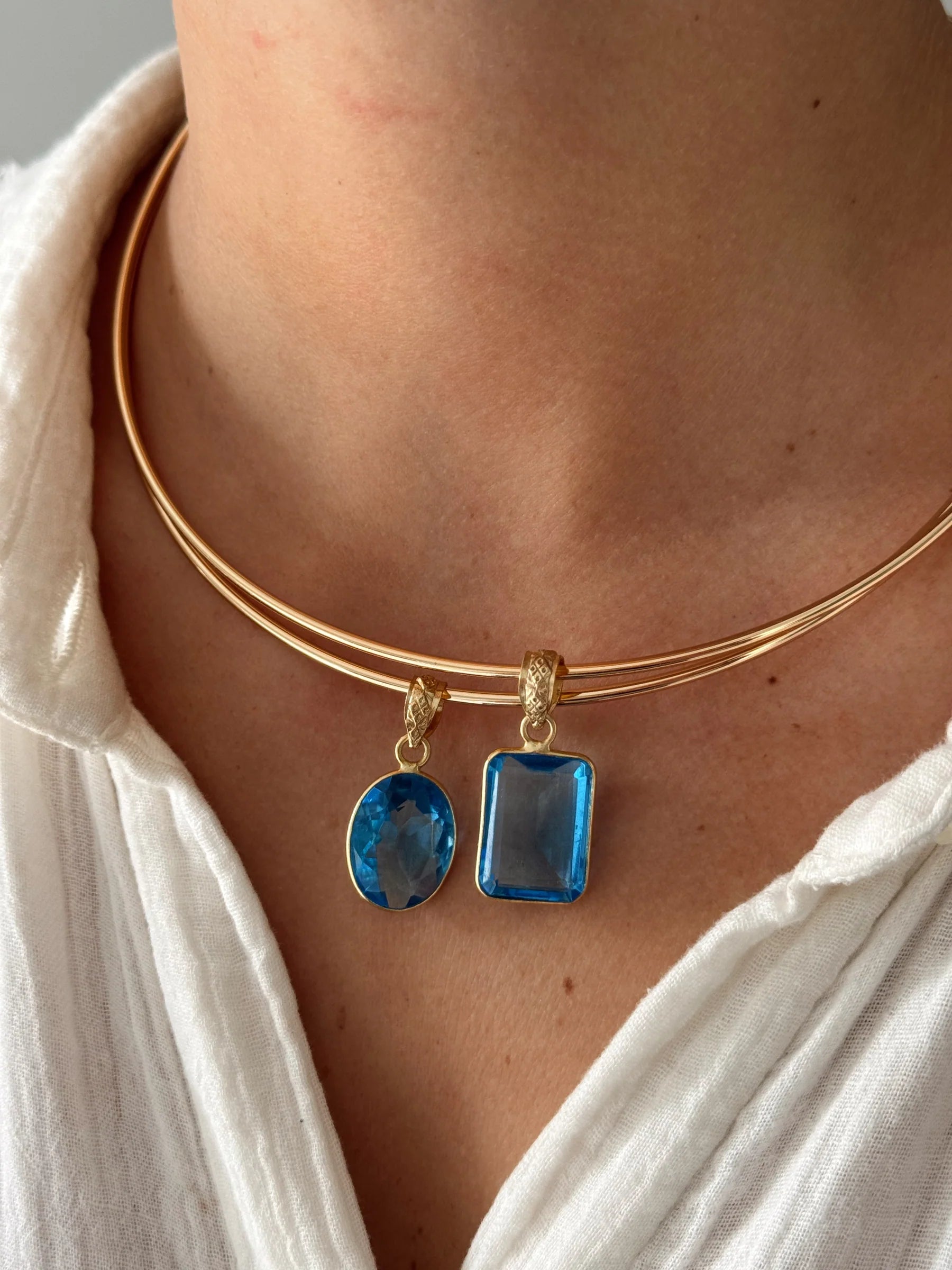 Blue Gem Collar Necklace
