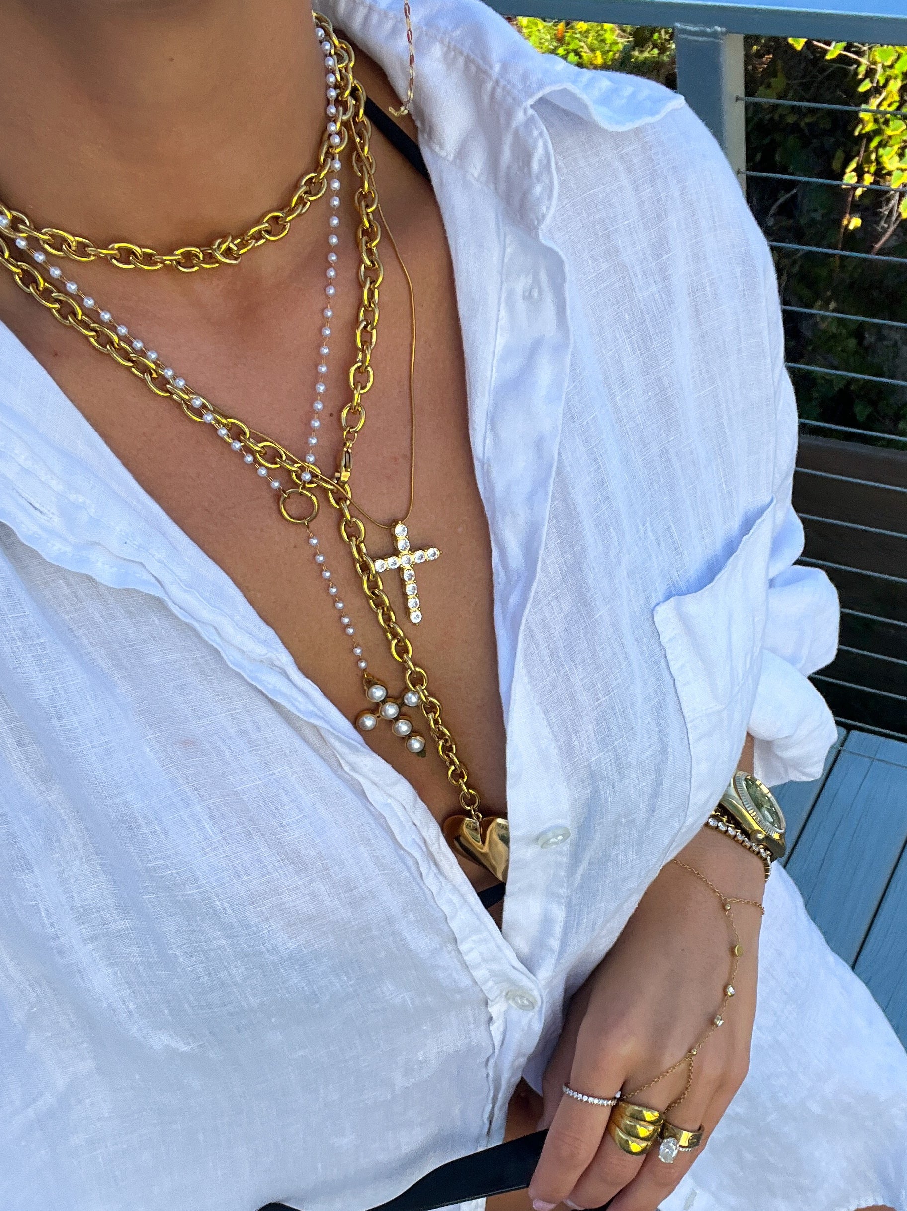 XL Diamond Cross Necklace - Water Resistant - Tarnish Free