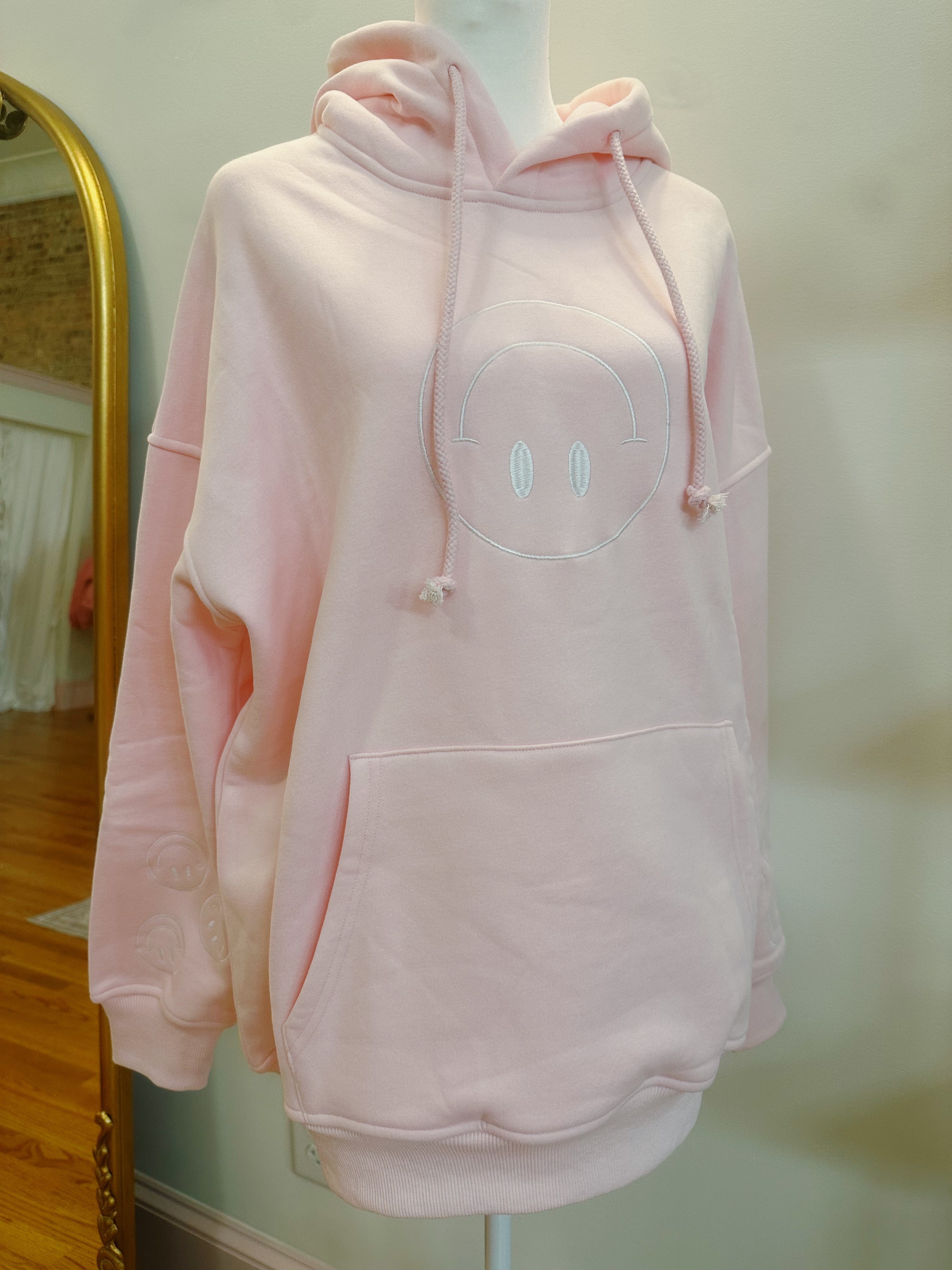 It's A Beautiful Day To Leave Me Alone Embroidered Hoodie - Pink