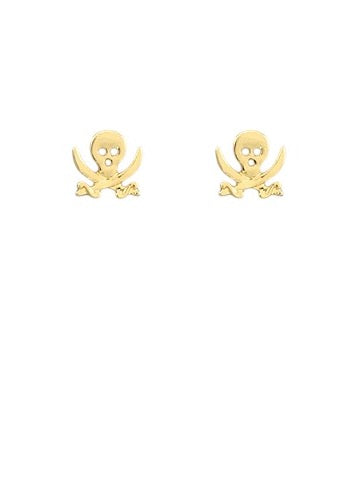 Tiny Skull & Crossbones Studs - Gold