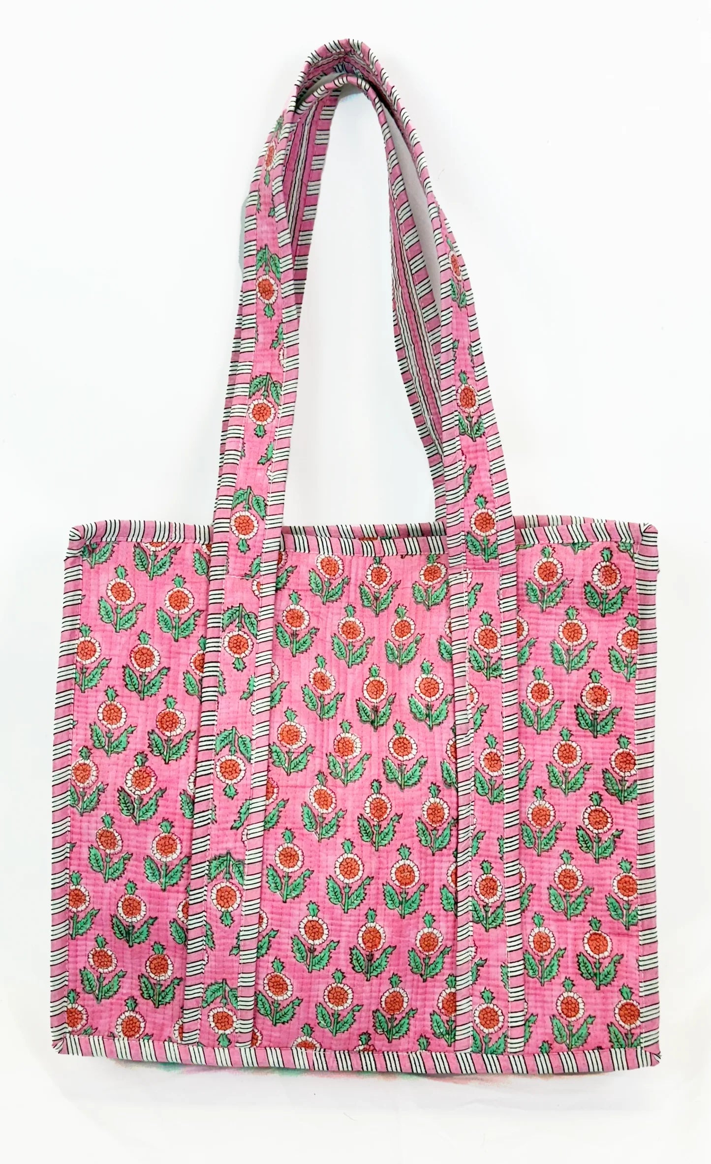 Jane Quilted Tote - Pink Floral