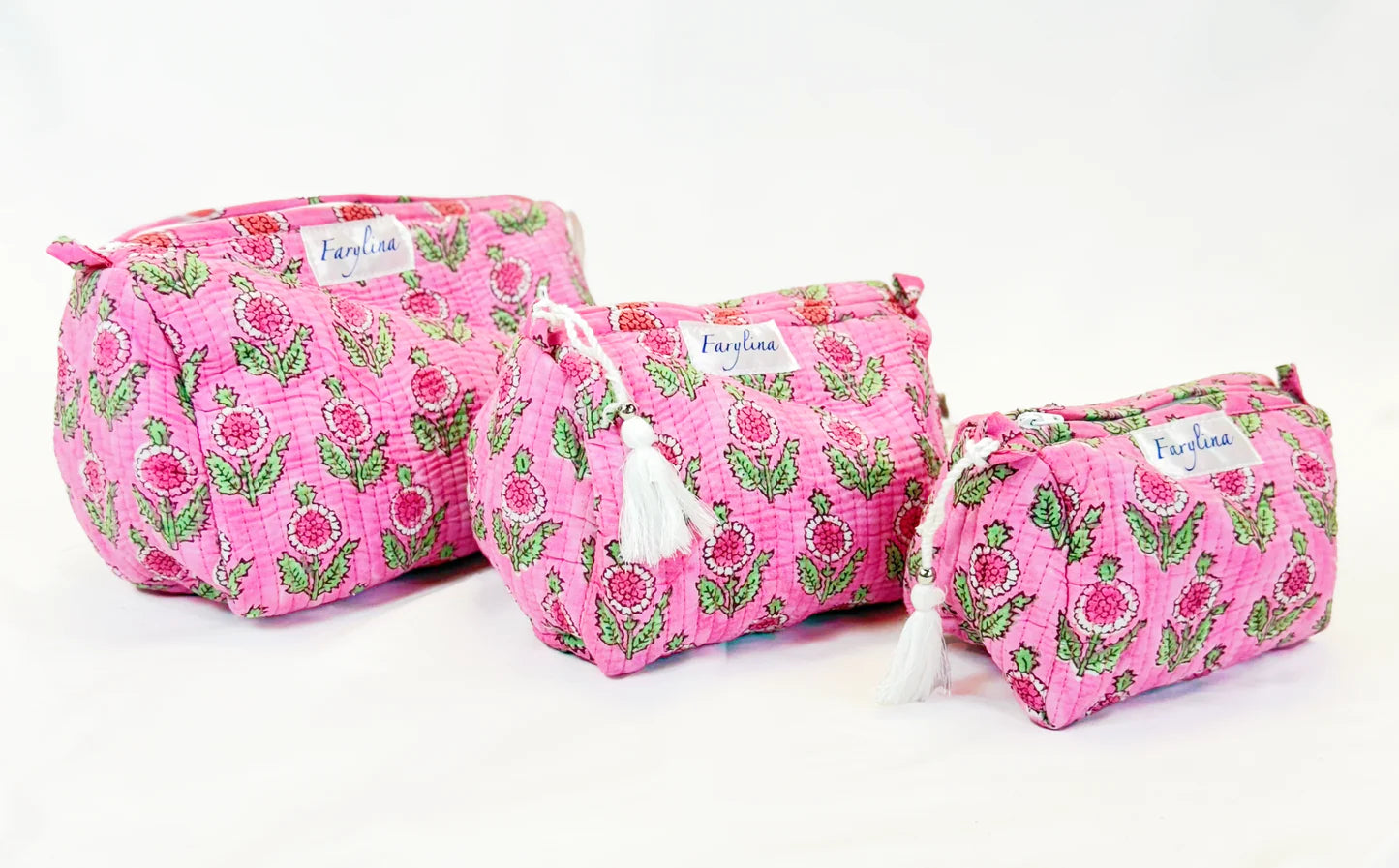 Malea Quilted Pouch - Pink Floral