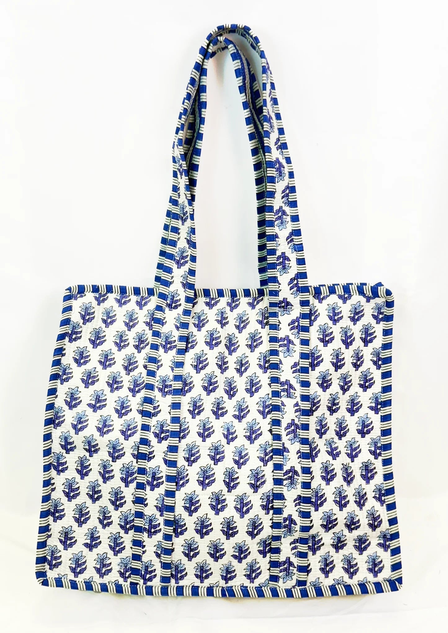 Jane Quilted Tote - Blue & Navy