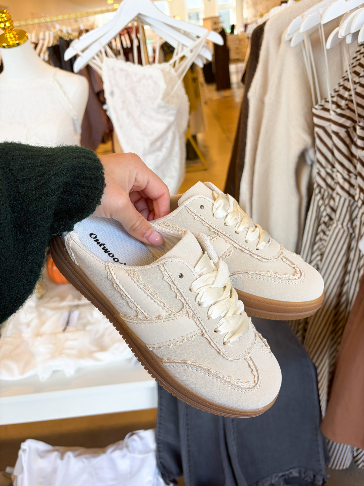 Giana Cream & Lace Slip On Sneaker