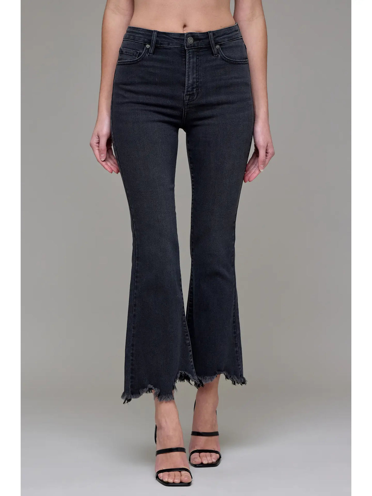 Jenni Cropped Flare Denim - Black
