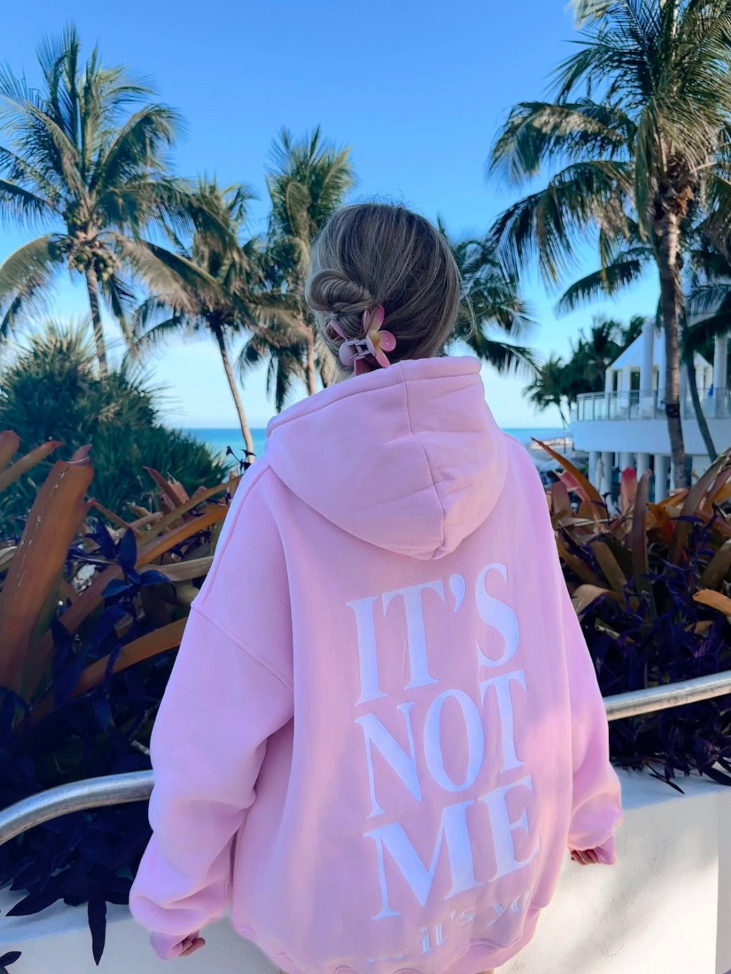 It’s Not Me It’s You Embroidered Hoodie - Pink