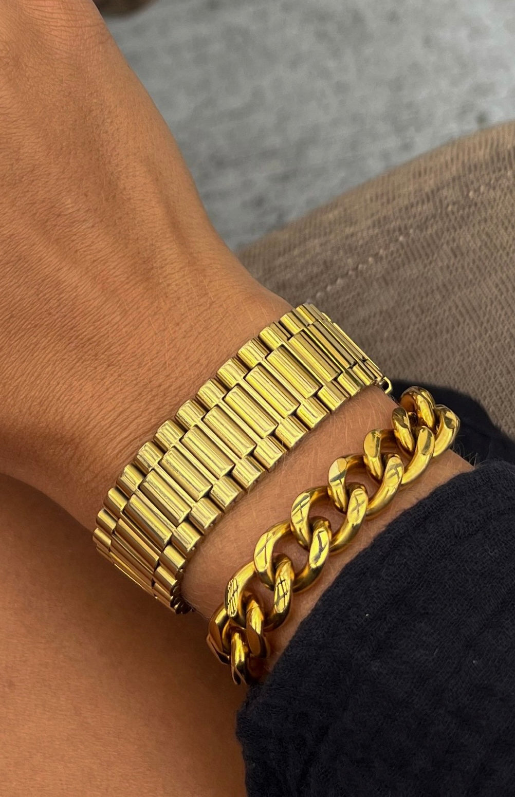 Thick Gold Watch Band - Water Resistant