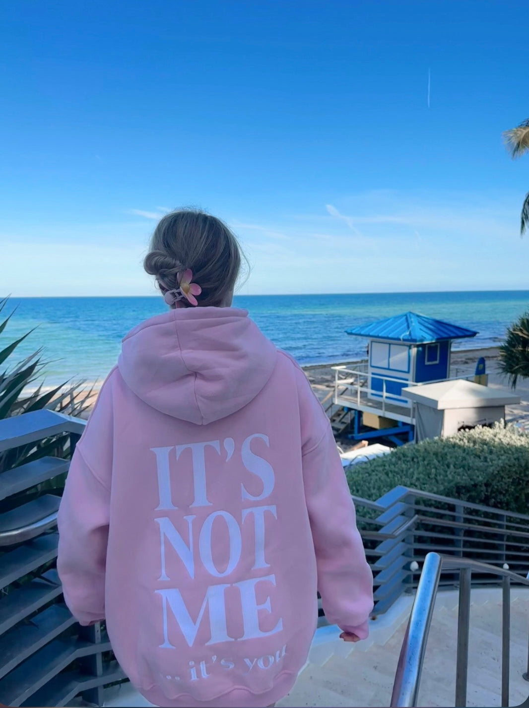 It’s Not Me It’s You Embroidered Hoodie - Pink