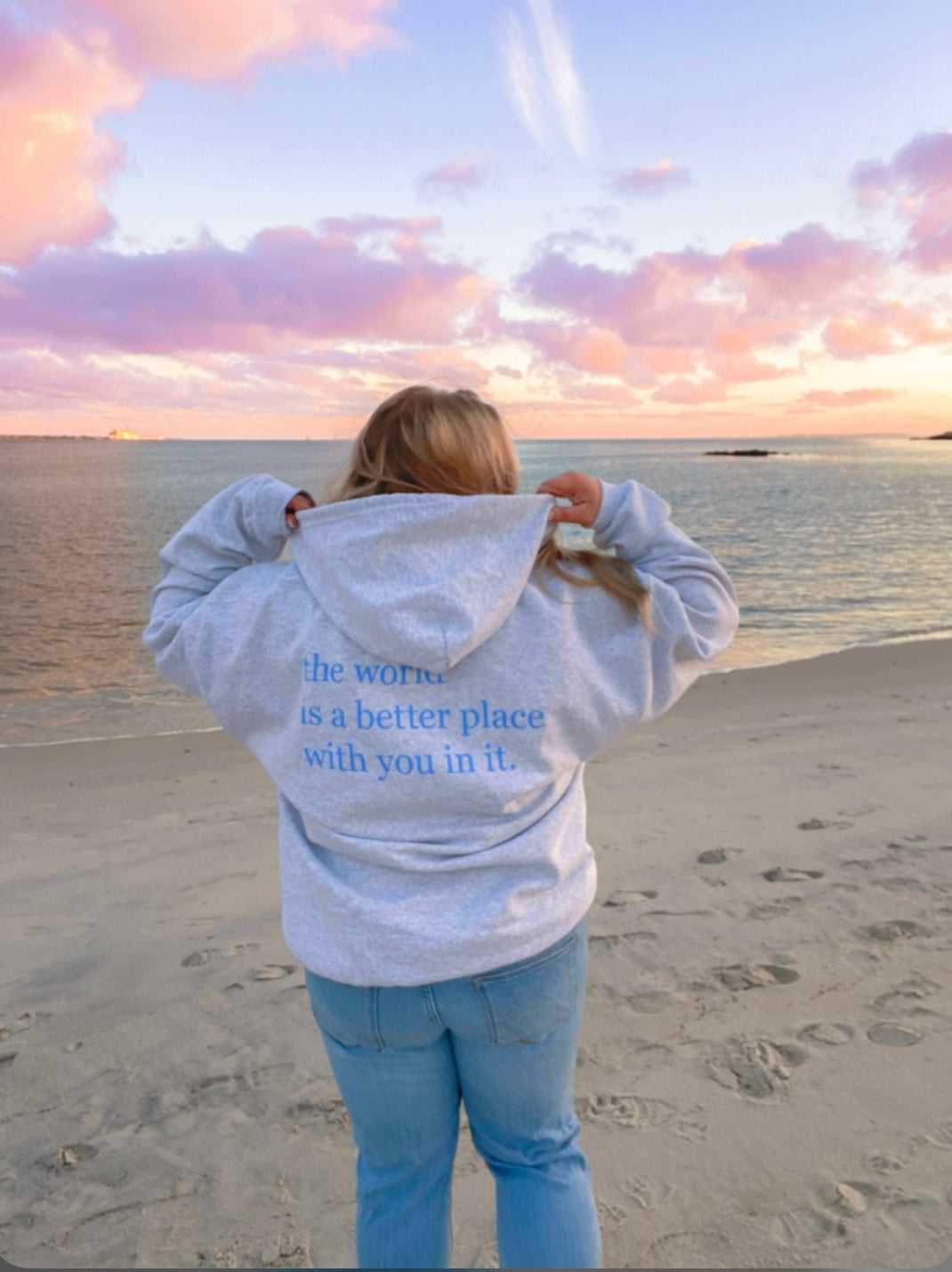 The World Is A Better Place With You In It Full Zip Hoodie - Gray