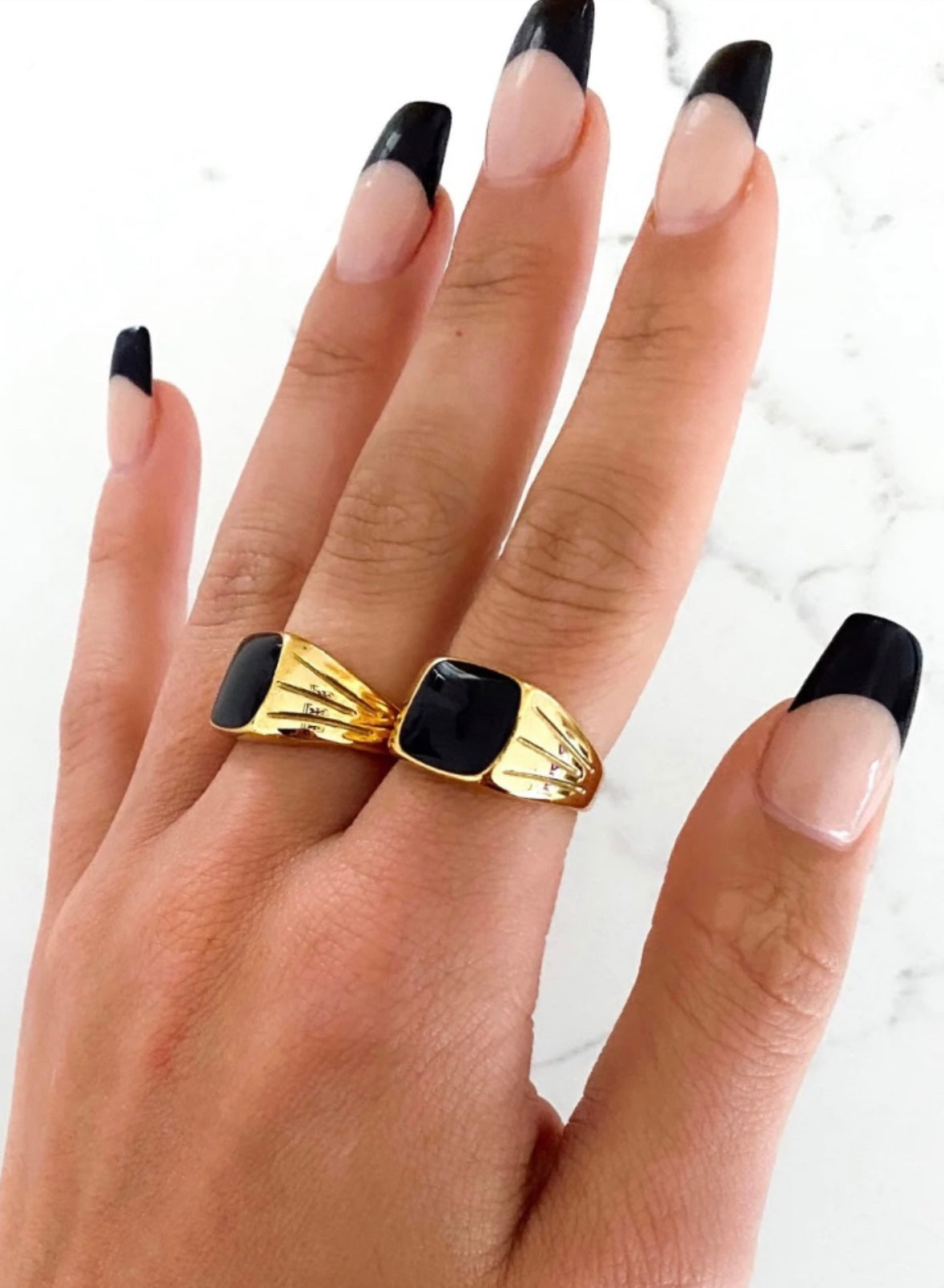 Black Square Ring -Water Resistant