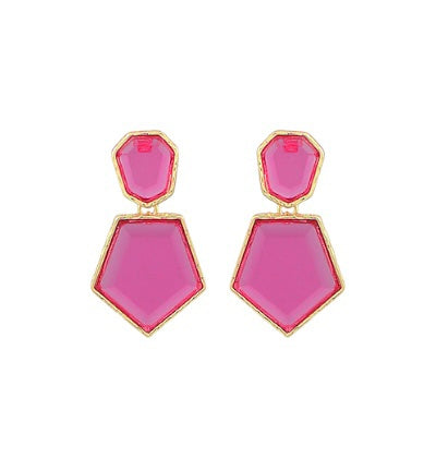 Crystal Geometry Earrings - Pink
