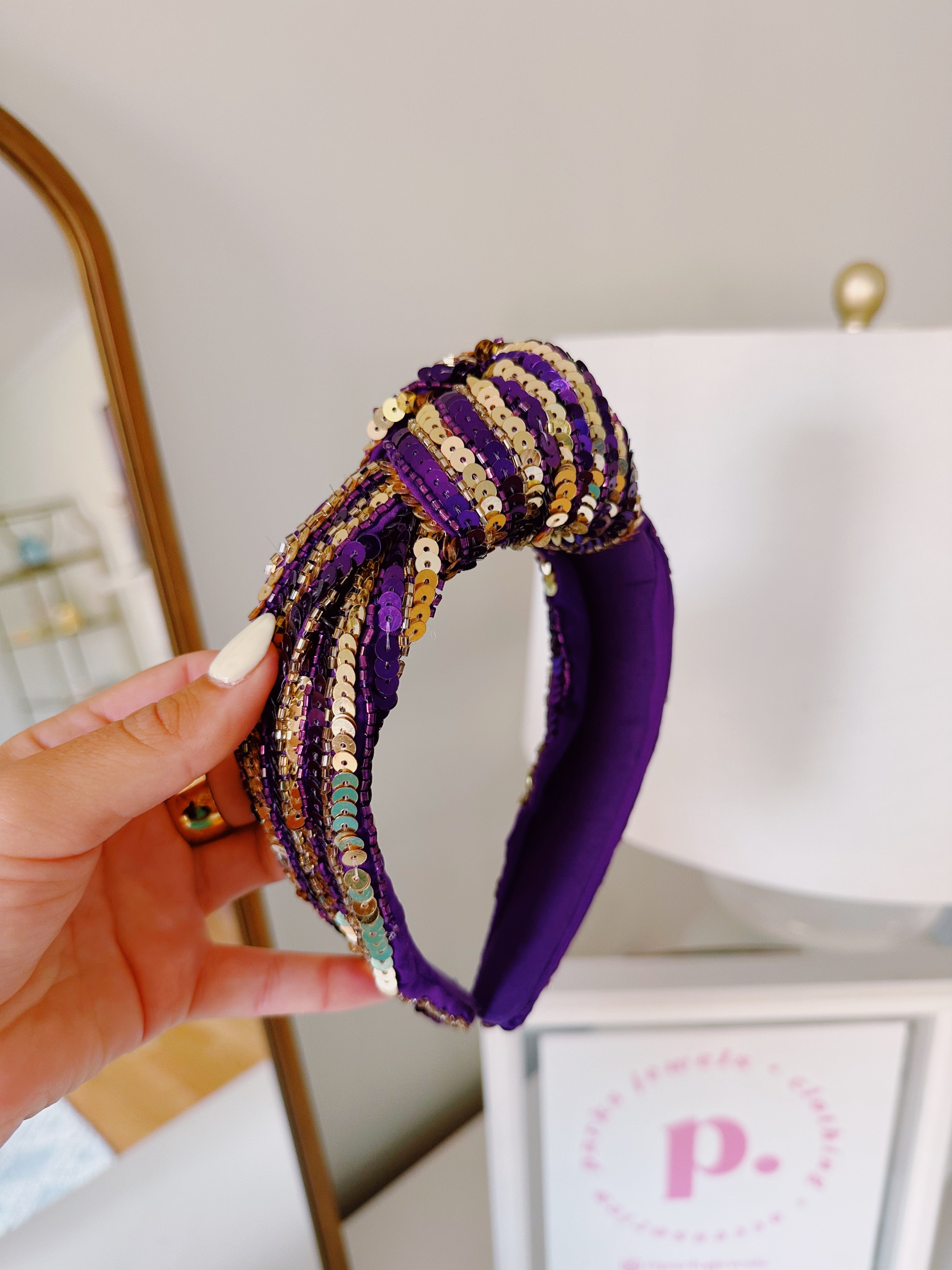 Leclair Headband - Sparkly Purple & Gold