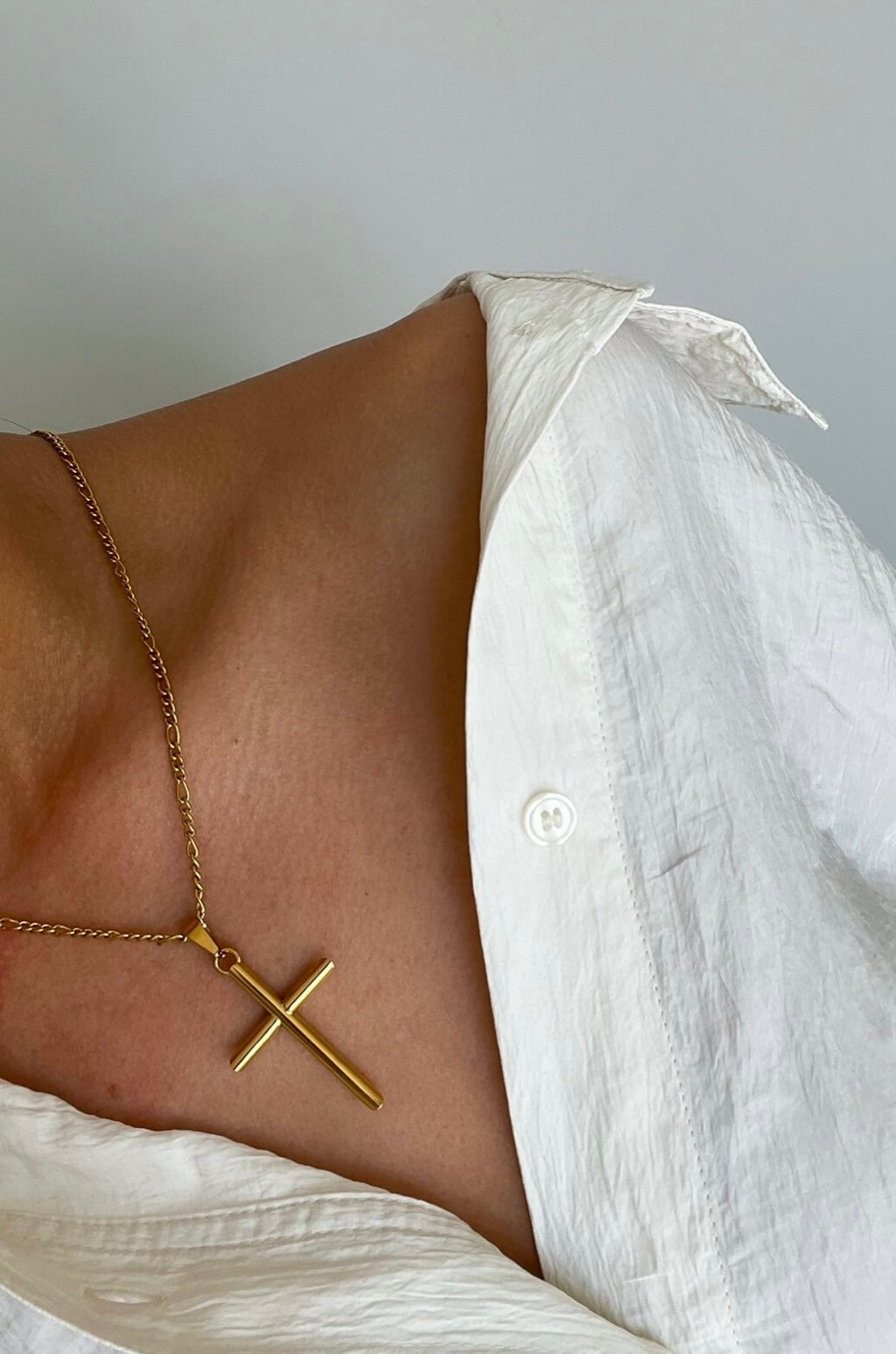 Large Gold Cross Necklace - Water Resistant