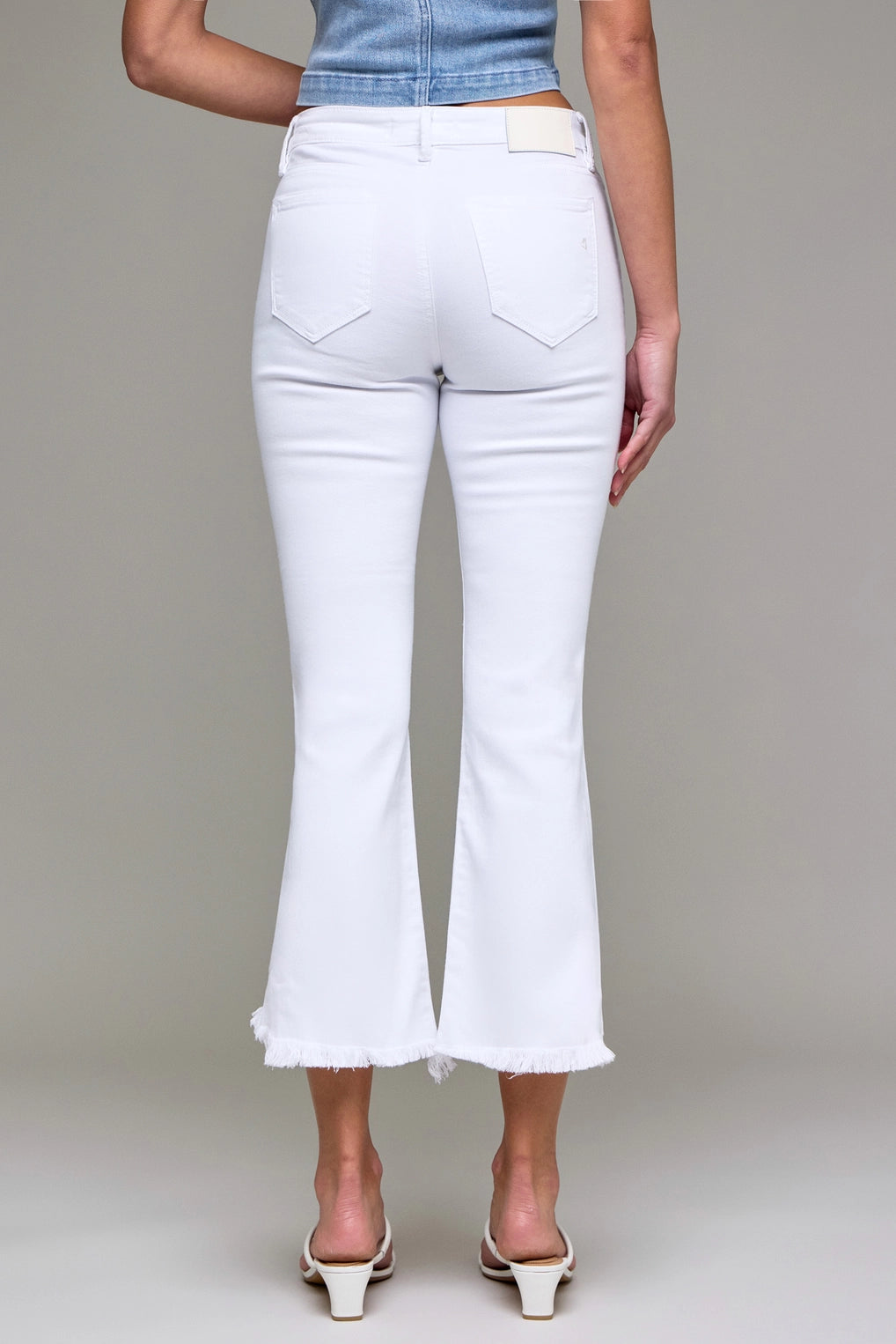 Jenni Cropped Flare Denim - White