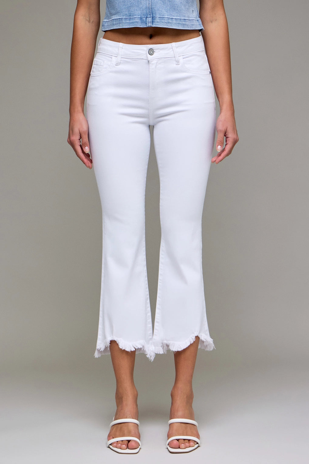 Jenni Cropped Flare Denim - White