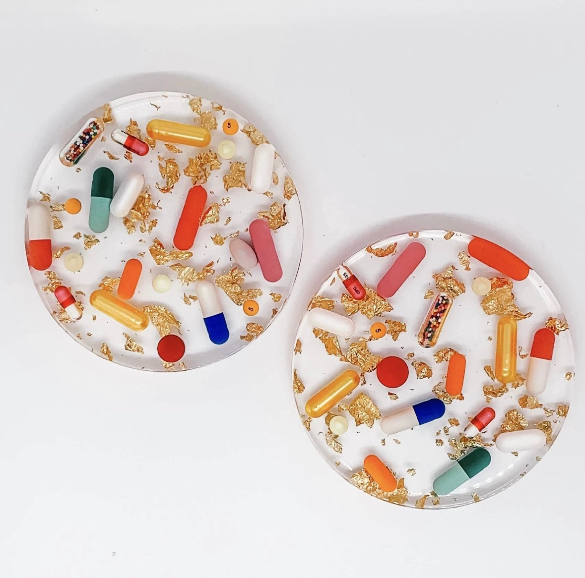 Pill + Gold Coasters - (Set of 2)