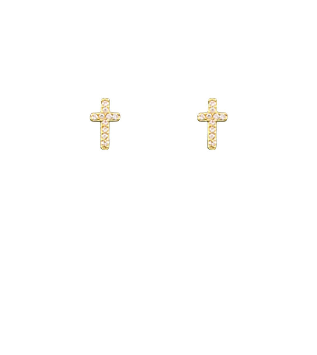 Gold Cross Studs