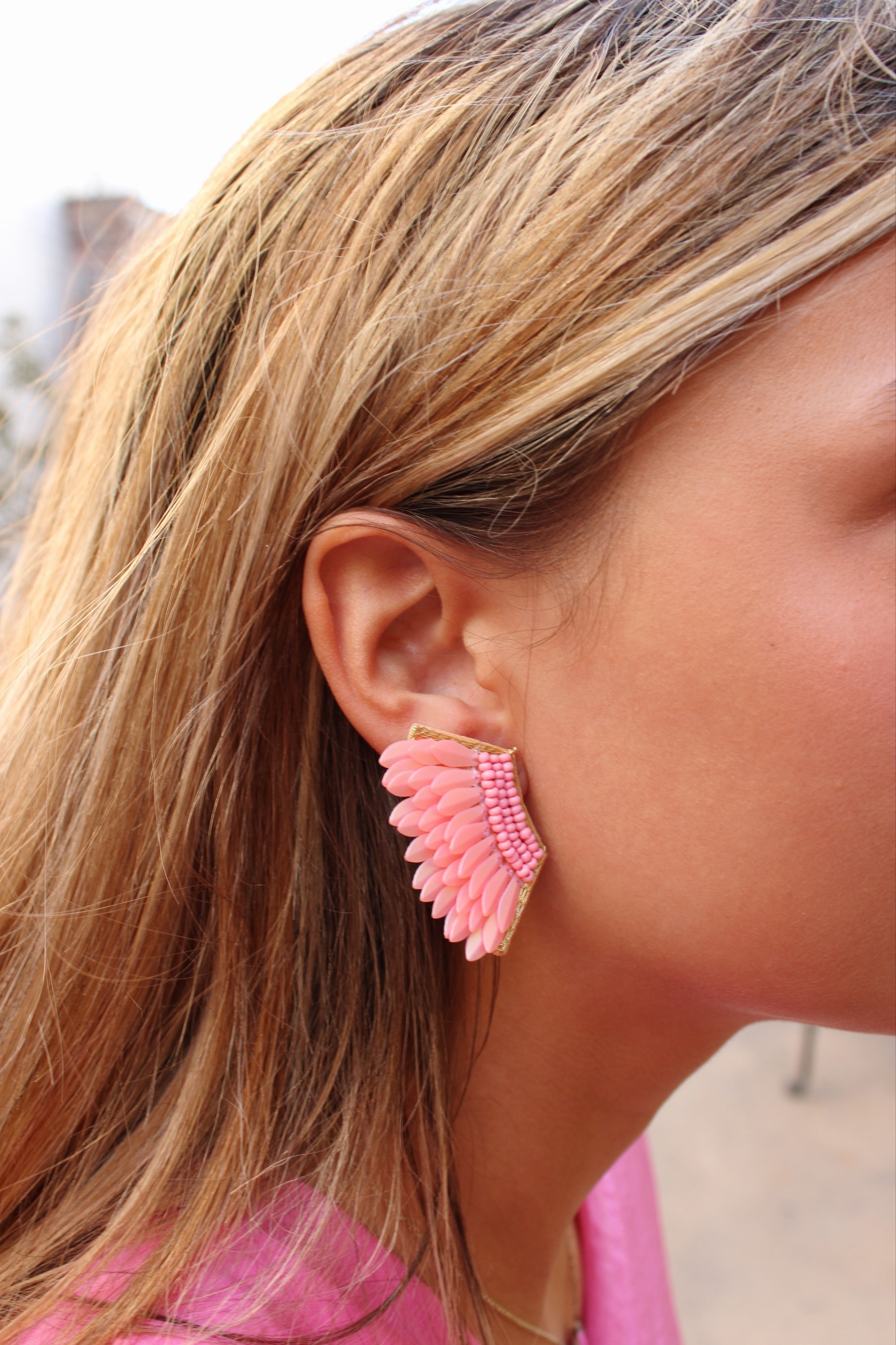 Wing Earrings - Pink