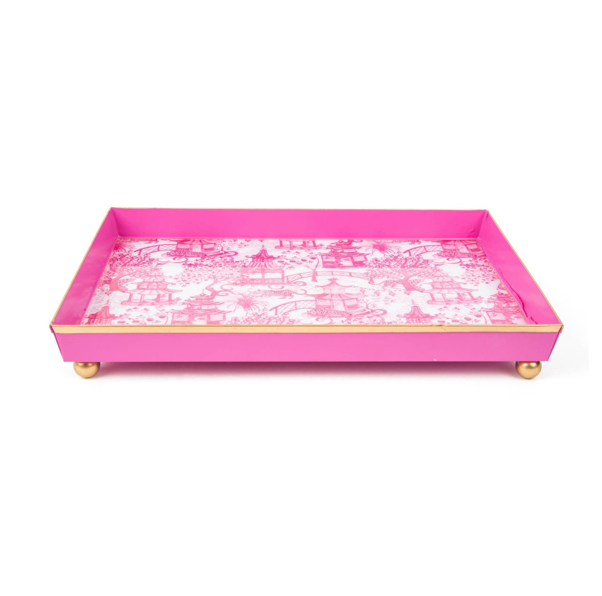 Garden Party Enameled Oliver Tray 8x12 - White & Pink
