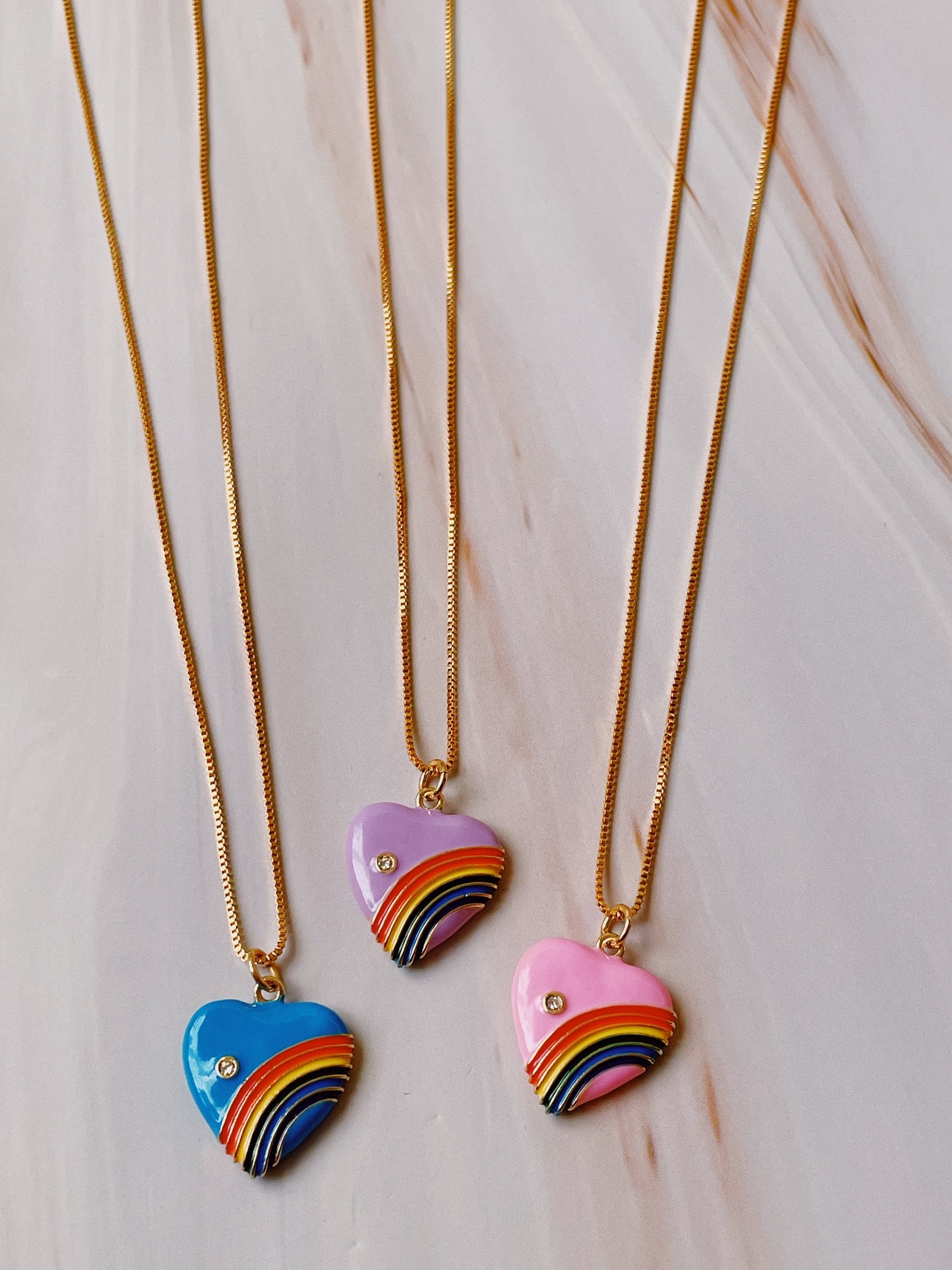 rainbow heart necklace