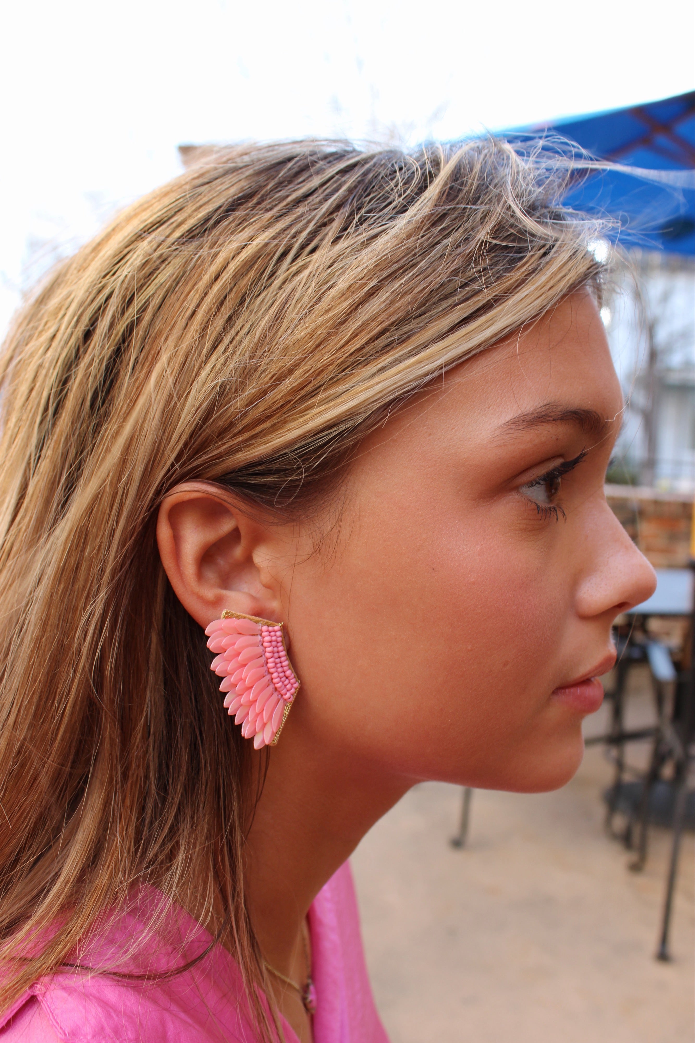 Wing Earrings - Pink