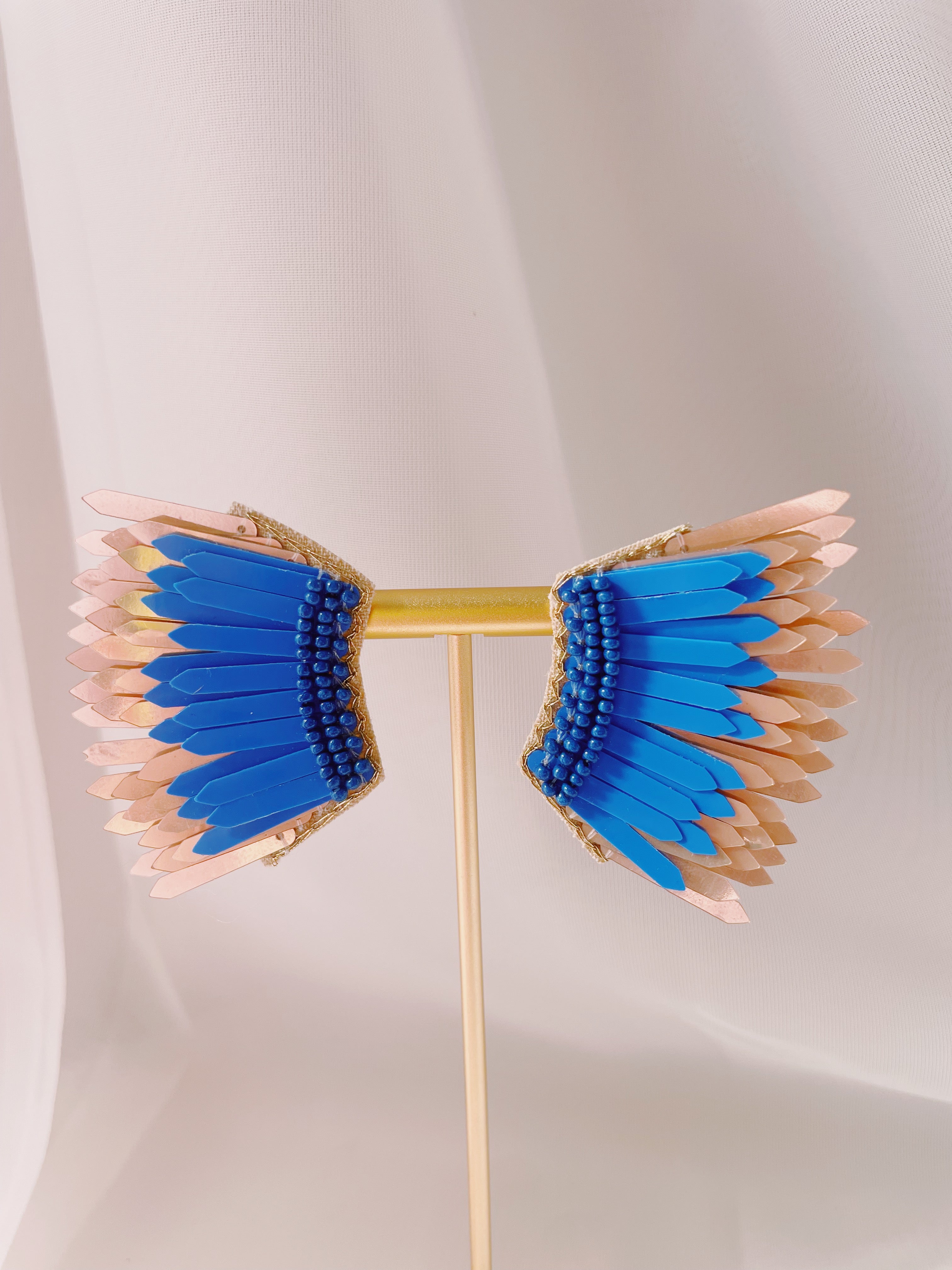 Formal Wing Earrings - Blue