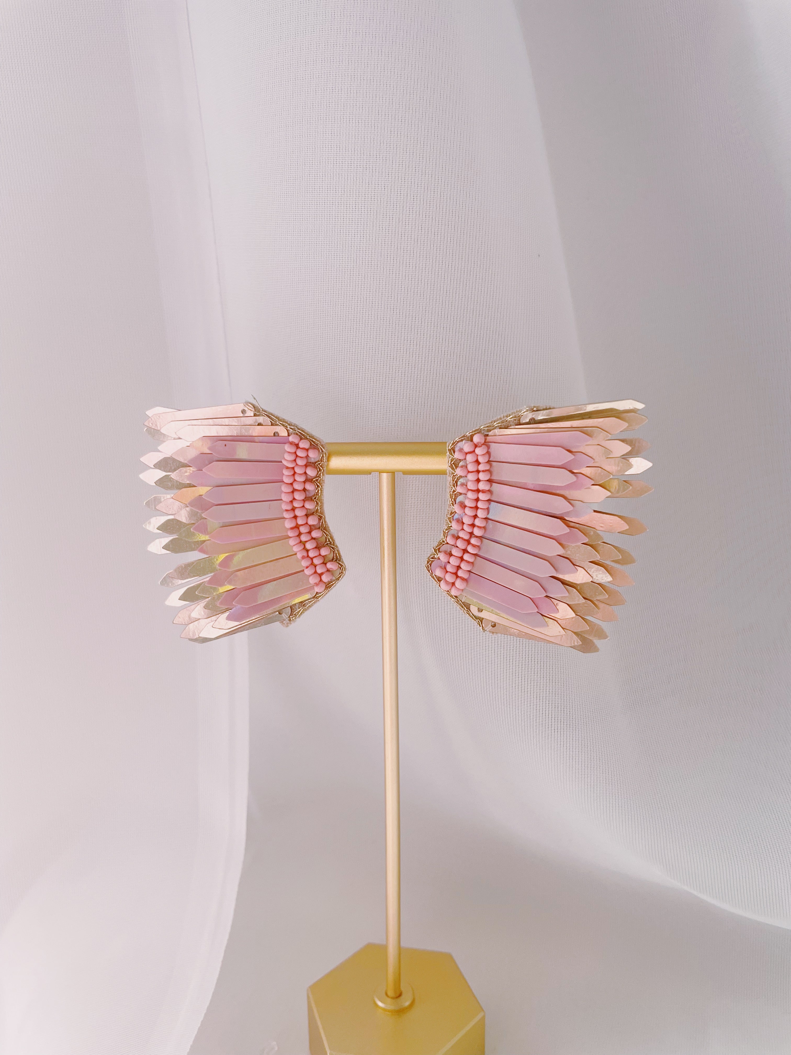 Formal Wing Earrings - Rose Pink