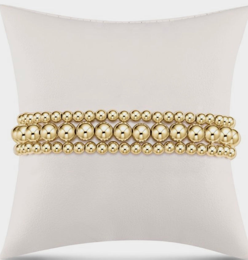 3pc Gold Bead Bracelet