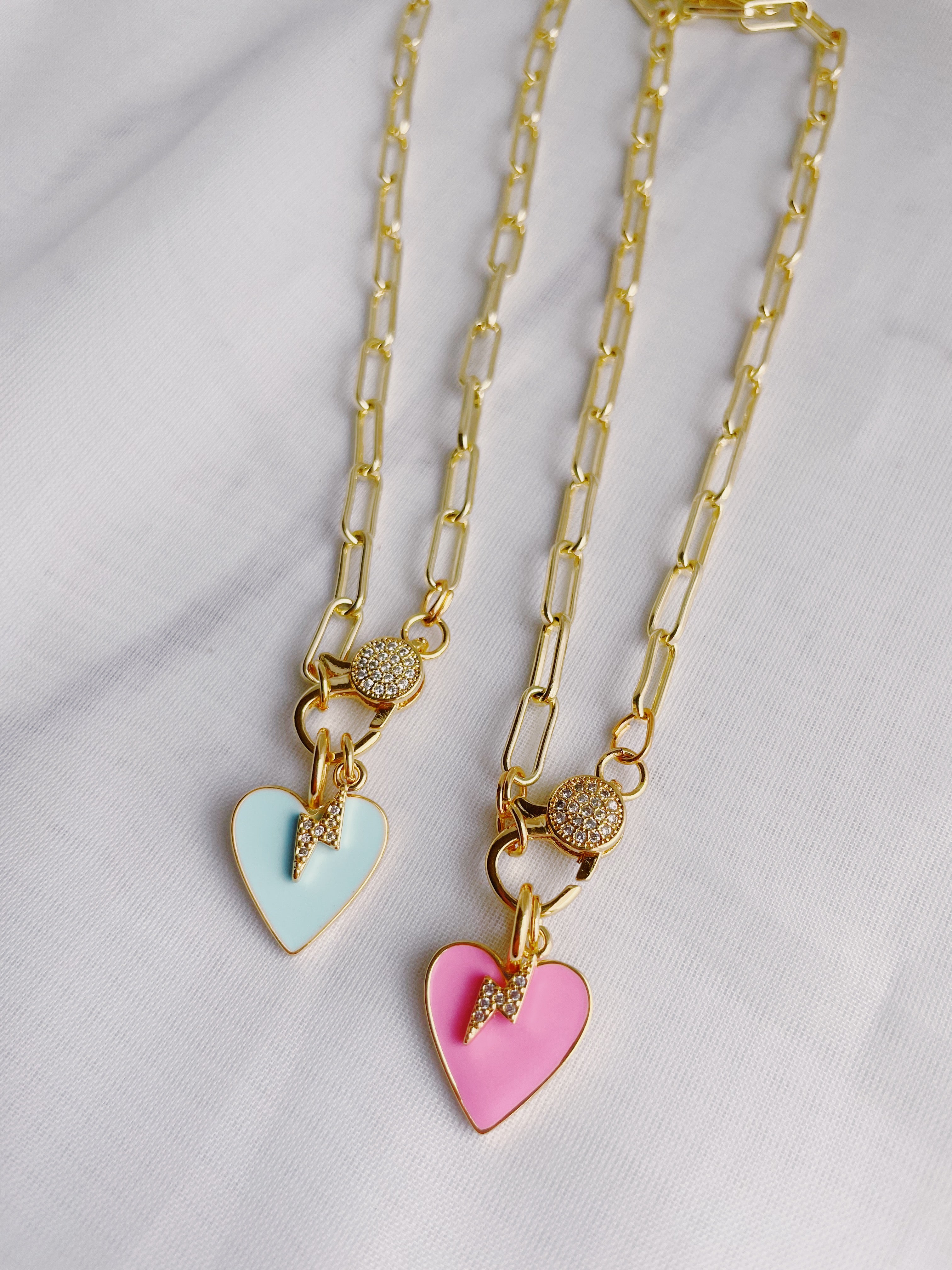 Mini Heart & Bolt Cluster Necklace