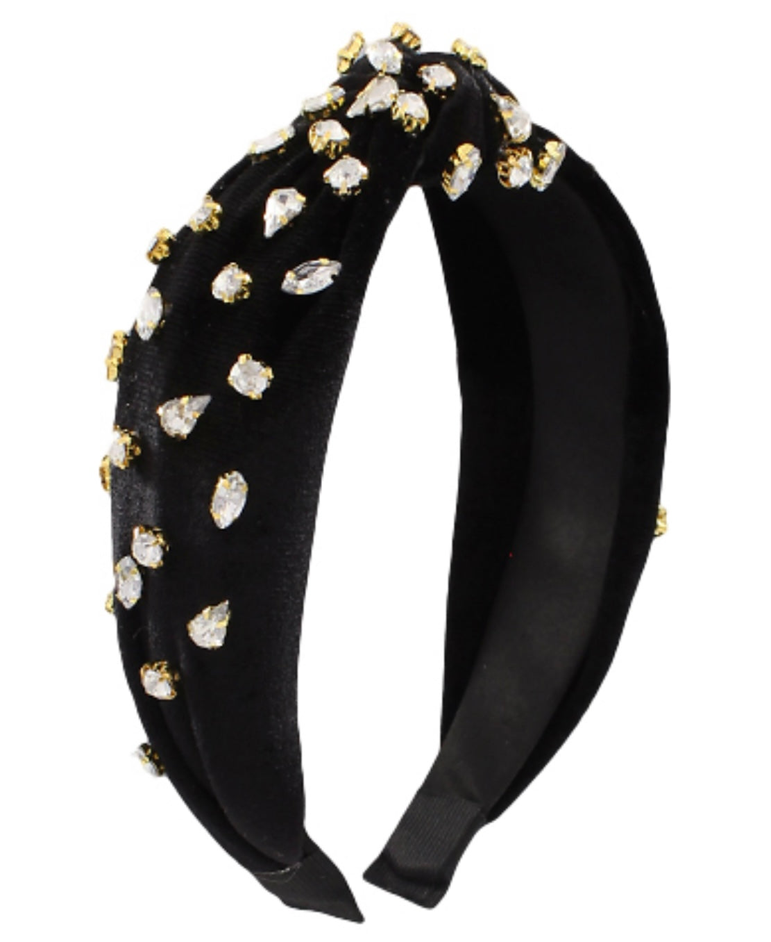 Jeweled Velvet Knotted Headband - 2 Colors