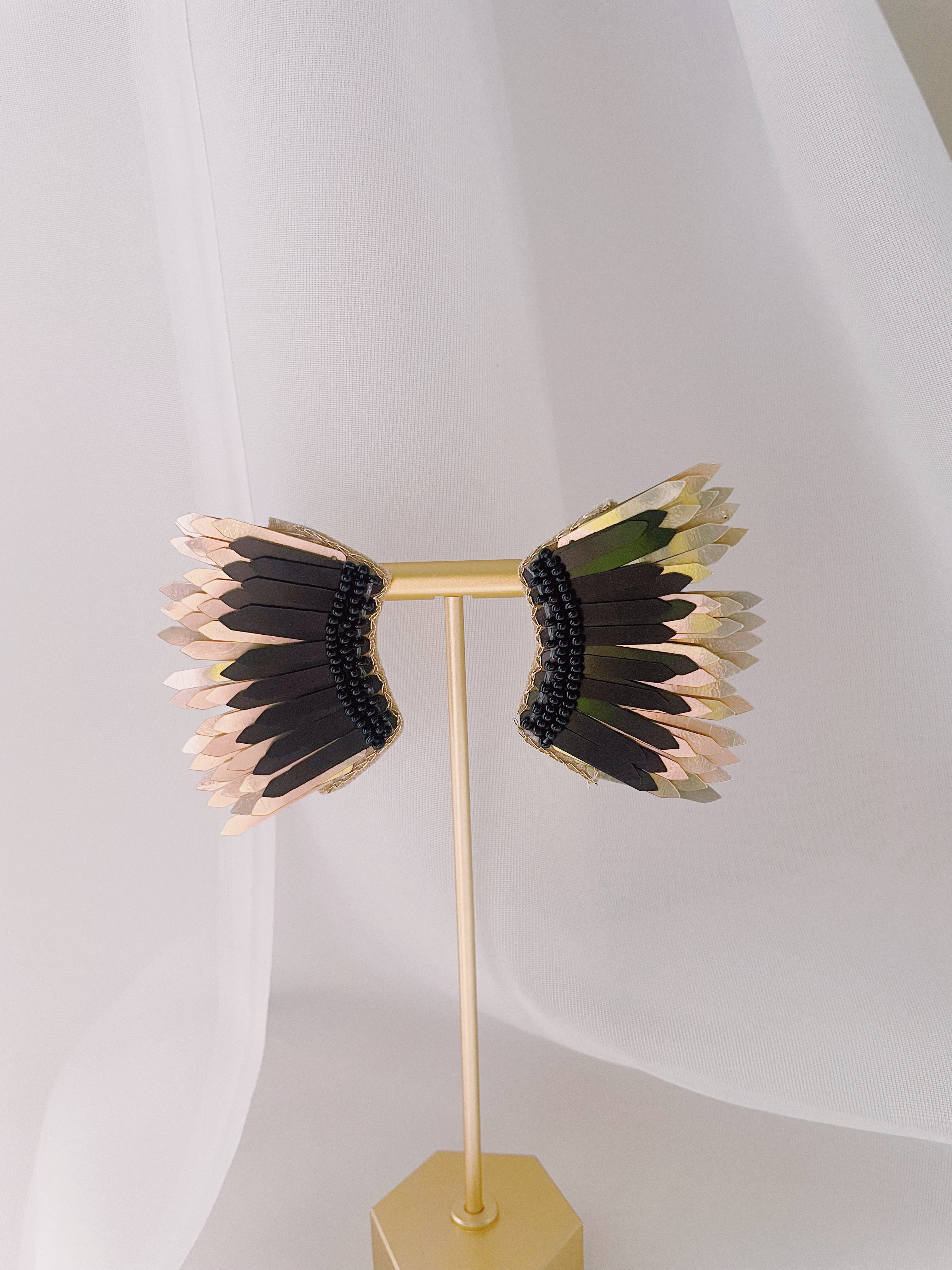 Formal Wing Earrings - Black