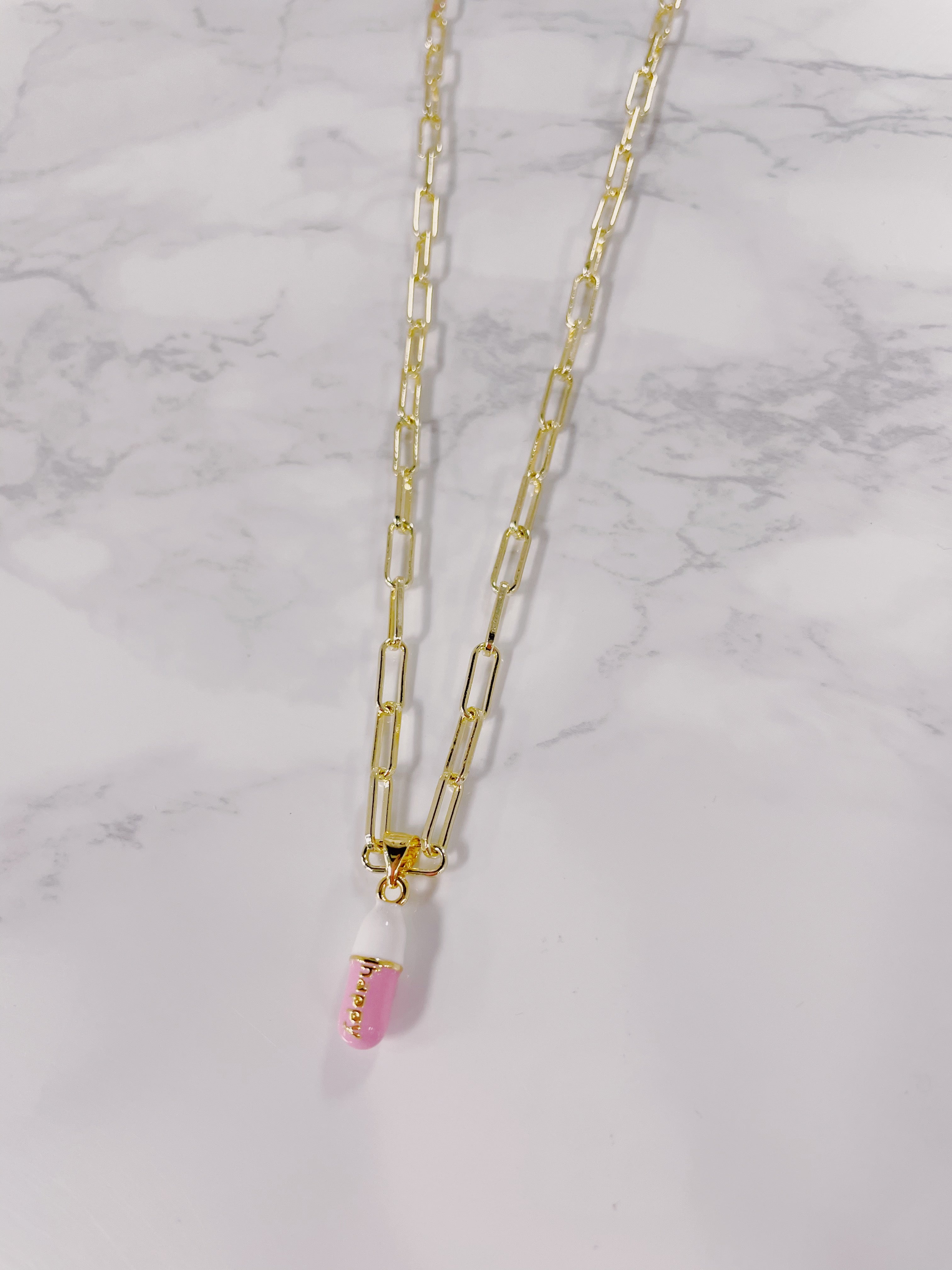 happy pill necklace