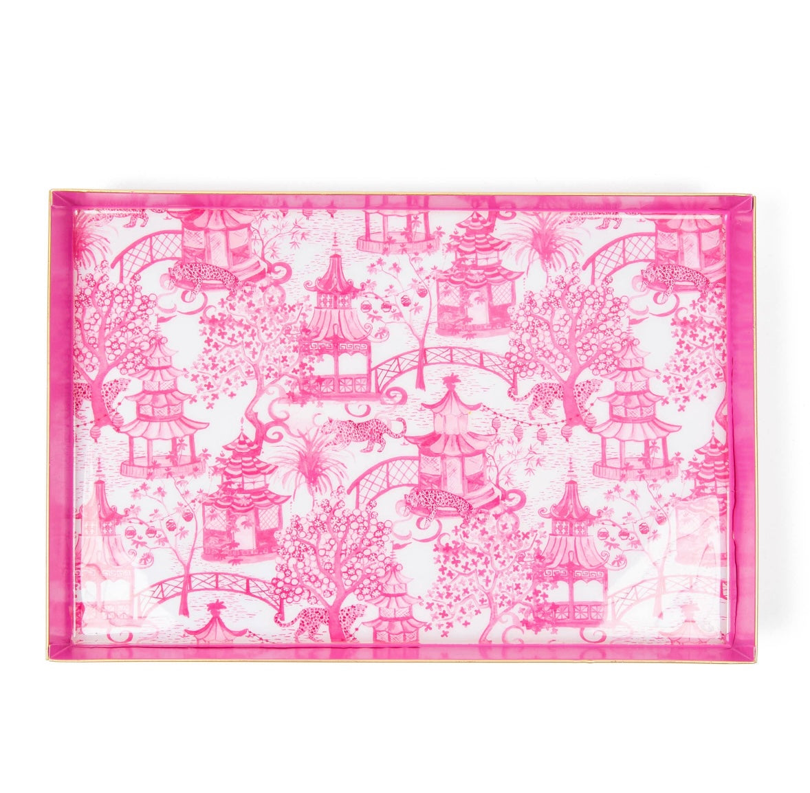 Garden Party Enameled Oliver Tray 8x12 - White & Pink