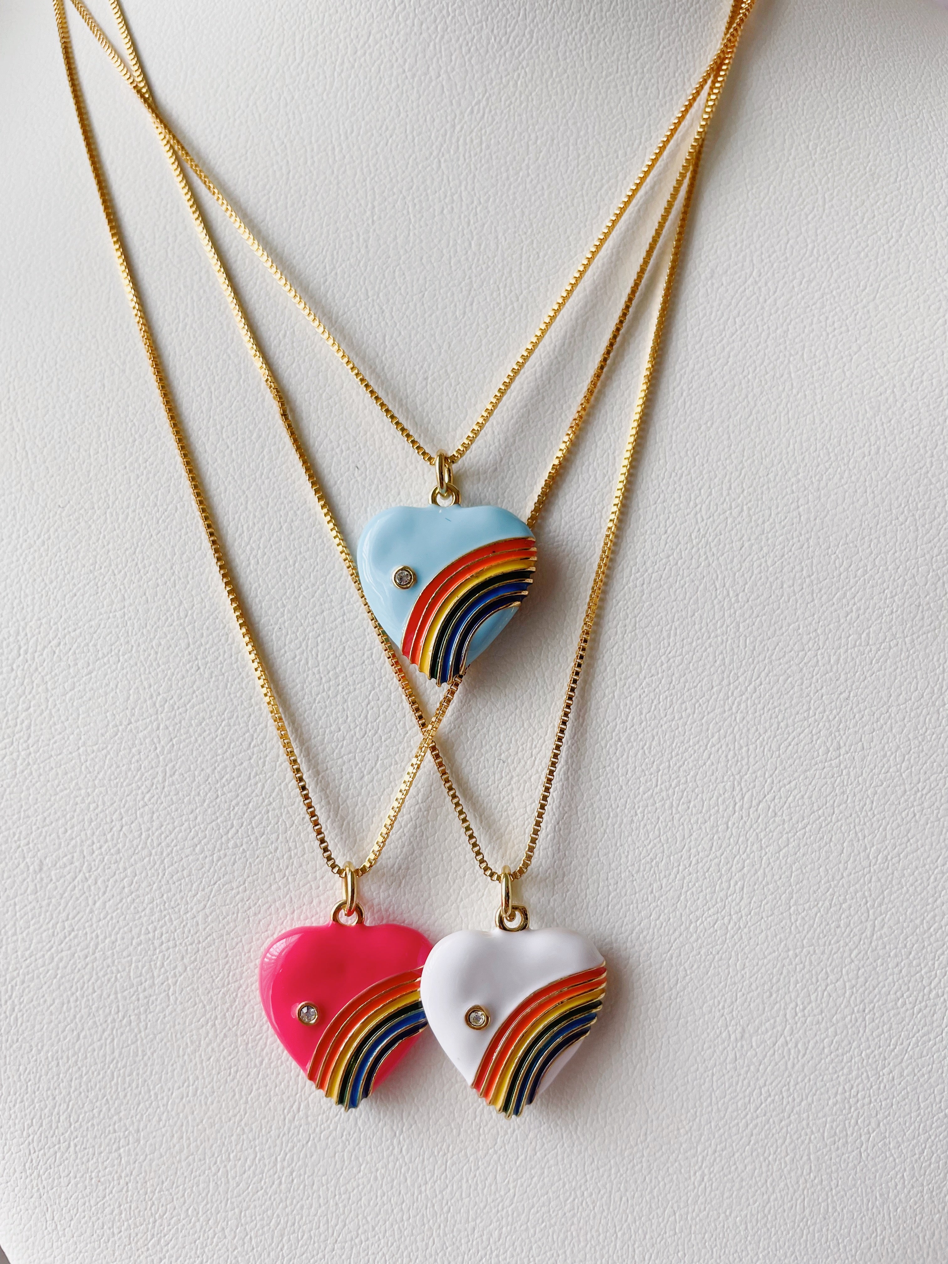 rainbow heart necklace
