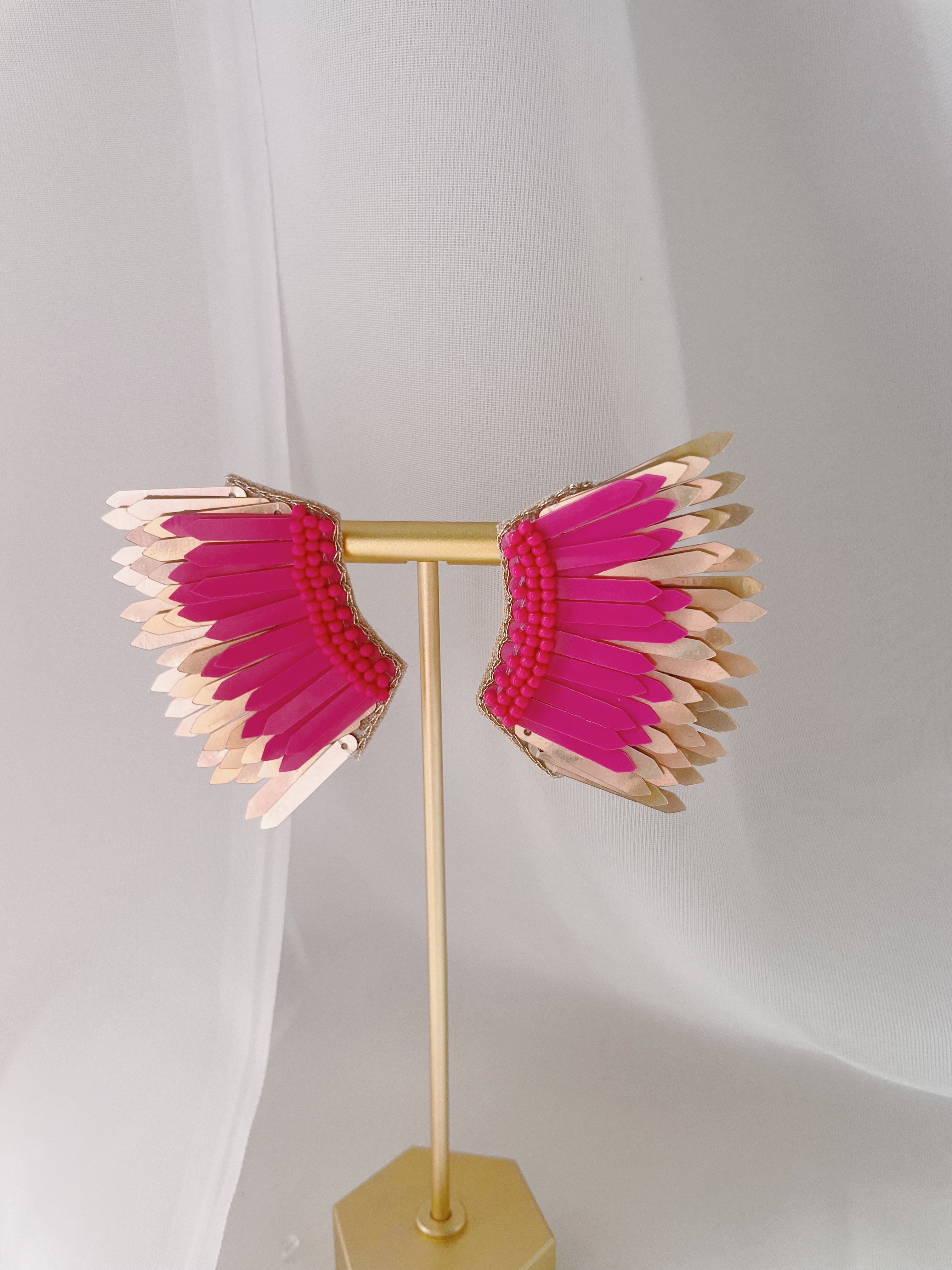Formal Wing Earrings - Hot Pink
