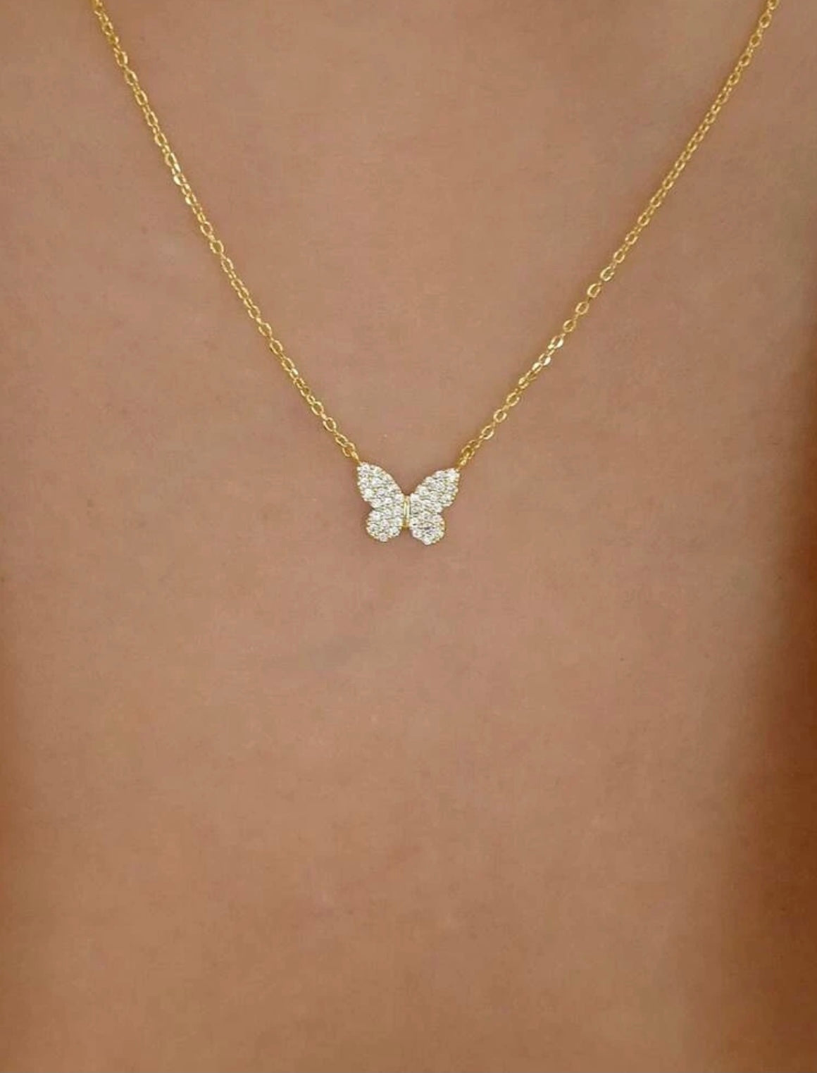 mini butterfly bling necklace